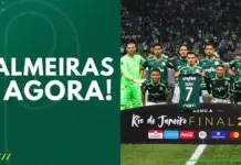 Elenco do Palmeiras antes do jogo com o Deportivo Pereira