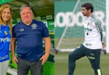 Leila Pereira, Anderson Barros e Abel Ferreira, do Palmeiras