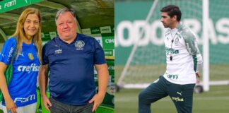Leila Pereira, Anderson Barros e Abel Ferreira, do Palmeiras