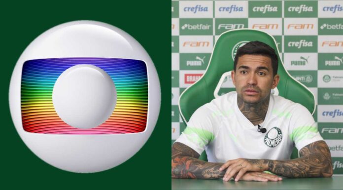 Logo da TV Globo e Dudu, atacante do Palmeiras