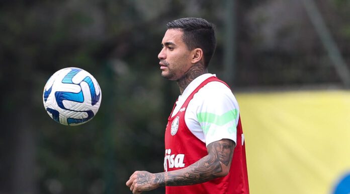 O jogador Dudu, da SE Palmeiras, durante treinamento, na Academia de Futebol. (Foto: César Greco)