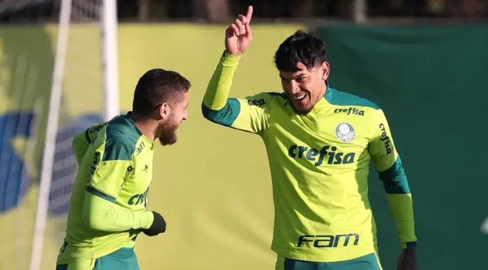 Gustavo Gómez e Zé Rafael, do Palmeiras