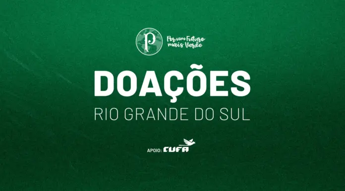 Palmeiras promove campanha em apoio às cidades atingidas pelas fortes chuvas no Rio Grande do Sul. (Foto: Reprodução Palmeiras)