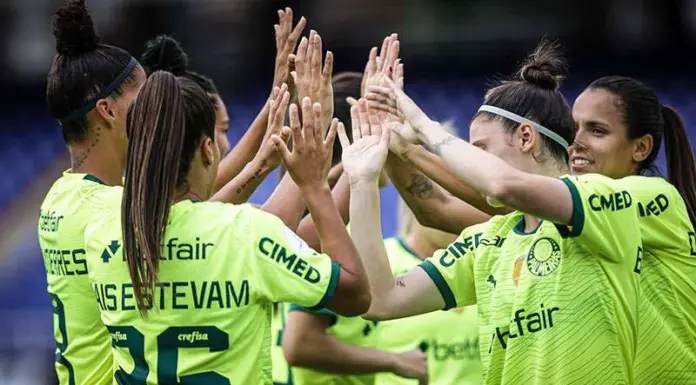 Jogadoras da SE Palmeiras durante partida válida pela Libertadores Feminina. (Foto: Staff Images Woman/CONMEBOL)