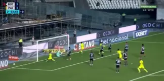 Gol do jogador Murilo, da SE Palmeiras, contra a equipe do Botafogo, pelo Campeonato Brasileiro, no Estádio Nilton Santos. (Foto: Reprodução)