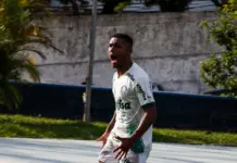 Kauan Santos celebra gol pelo Verdão (Foto: Luiz Guilherme Martins/Palmeiras/by Canon)