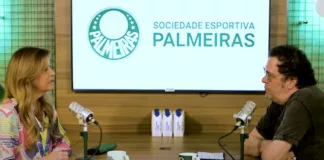 Leila Pereira concede entrevista para Casagrande no Palmeiras