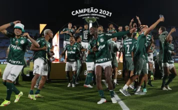 Comemorações da SE Palmeiras pela conquista da Copa Libertadores 2021. (Foto: Cesar Greco)