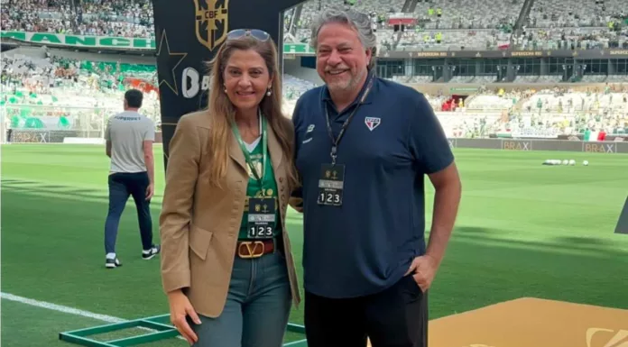 Leila Pereira e Julio Casares, presidentes de Palmeiras e São Paulo