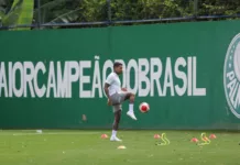 O jogador Dudu, da SE Palmeiras, durante treinamento, na Academia de Futebol. (Foto: Fabio Menotti/Palmeiras/by Canon)