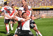 Enzo Días comemora gol pelo River Plate. Foto: TyC Sports