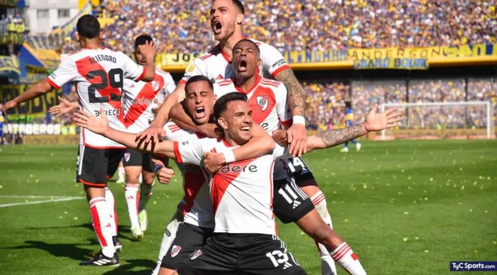 Enzo Días comemora gol pelo River Plate. Foto: TyC Sports
