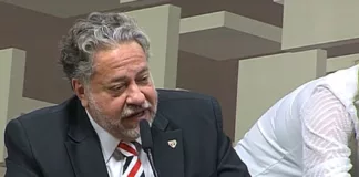 Julio Casares, presidente do São Paulo, durante participação na CPI da Manipulação de Jogos e Apostas Esportivas. (Foto: Reprodução TV Senado)